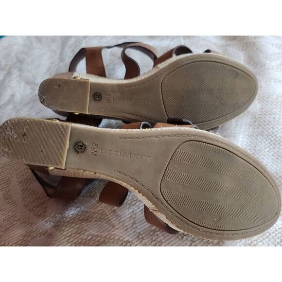 ę Liz Claiborne Strappy wedge sandals m - Picture 5 of 7